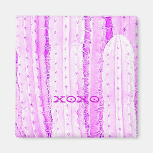 Pink Saguaro Cactus Photo Art Fun Magnet