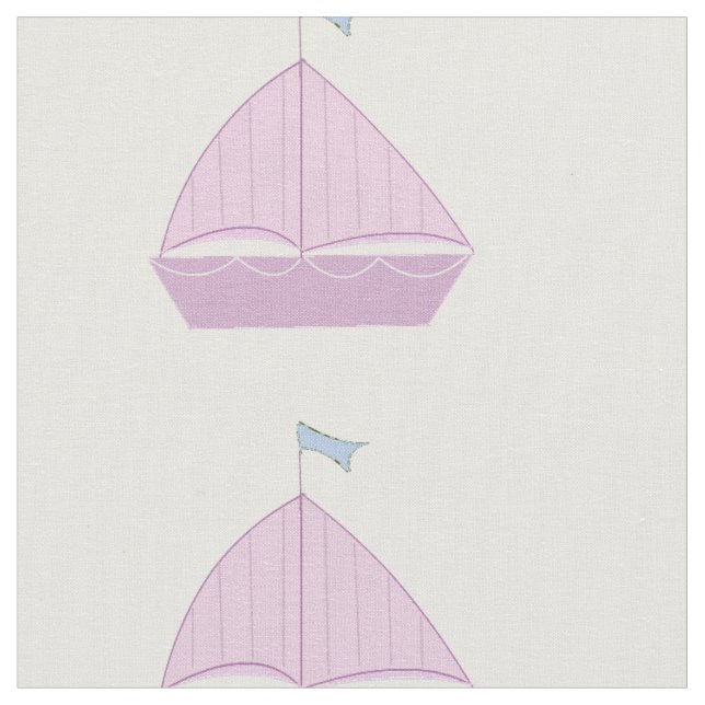 Pink Sailboats Fabric (Close Up)