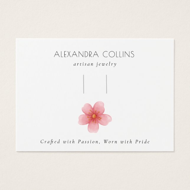 Pink Sakura Blossom Floral Hair Clip Display Card  (Front)
