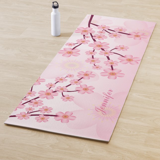 Pink Sakura Blossom Flower Tree Branches Yoga Mat (In Situ)