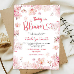 Pink Sakura Cherry Blossom Baby in Bloom Invitation