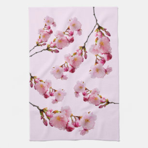 Pink Sakura Cherry Blossom Spring Florals Photo Tea Towel