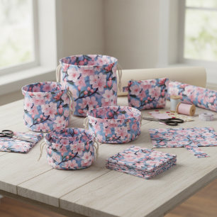 Pink Sakura Cherry Blossom Watercolor Fabric