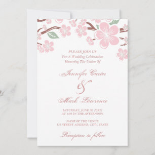 Pink Sakura Cherry Blossom Wedding Invitation