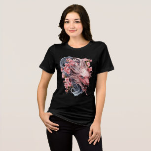 Pink Sakura Dragon with Flowing Mane Tri-Blend Shirt