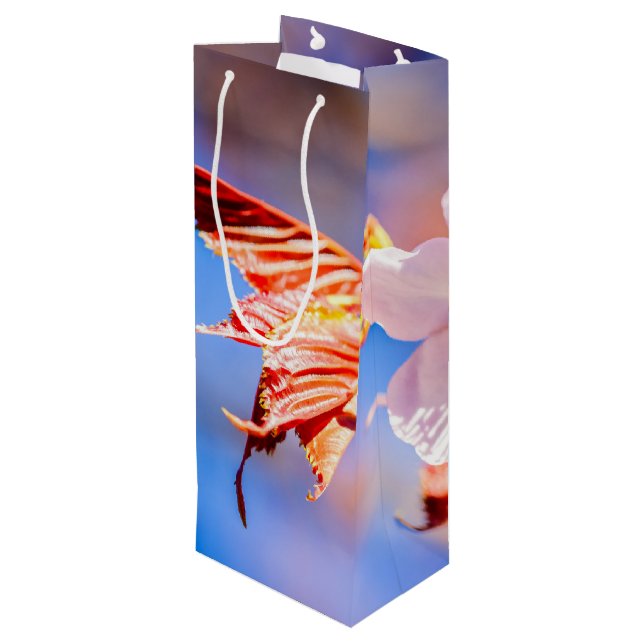 Pink Sakura Flower Blue Sky Wine Gift Bag (Back Angled)