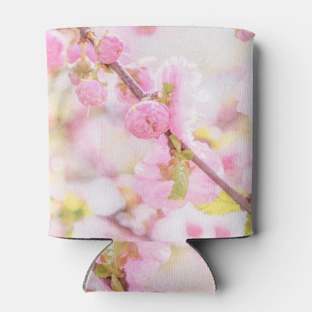 Pink sakura flowers - Japanese cherry blossom Can Cooler (Back)