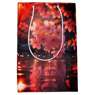 Pink Sakura Flowers Over Water Serene Spring Nat Medium Gift Bag