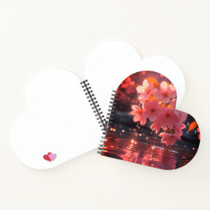 Pink Sakura Flowers Over Water Serene Spring Nat Notebook