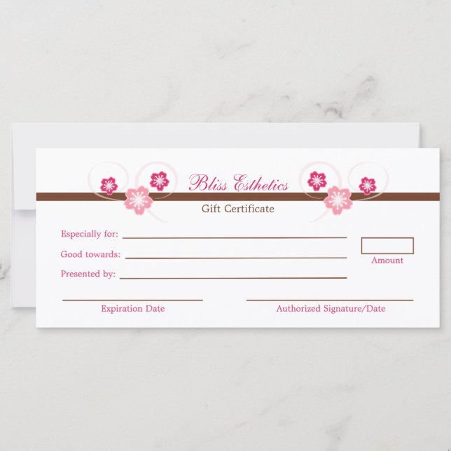 Pink Sakura Gift Certificate Template (Front)