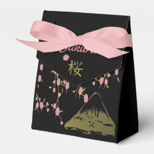 Pink Sakura Gold Black Japanese  Print Favour Box