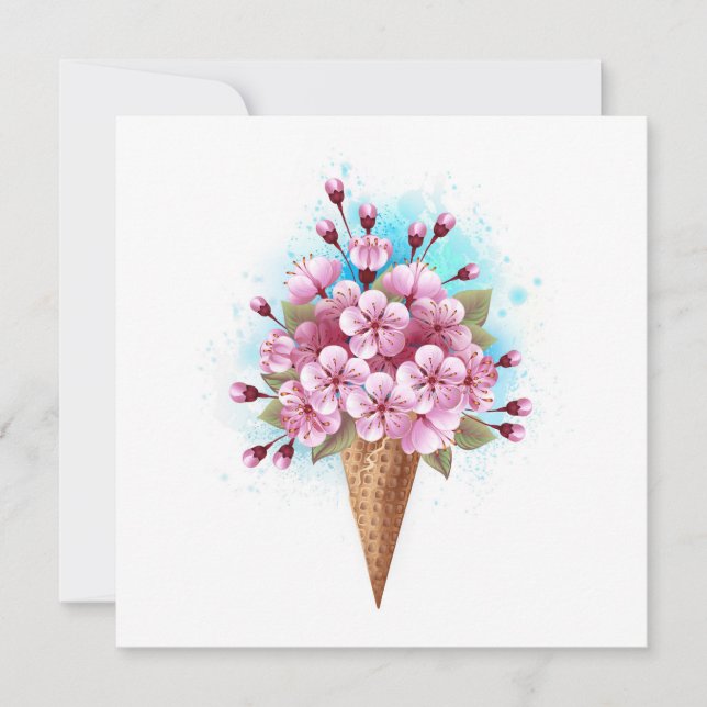 Pink Sakura Ice Cream Waffle Cone (Front)
