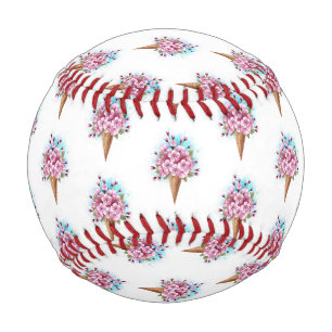 Pink Sakura Ice Cream Waffle Cone Baseball