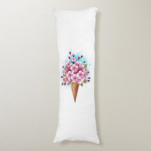 Pink Sakura Ice Cream Waffle Cone Body Cushion