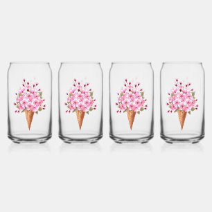 Pink Sakura Ice Cream Waffle Cone Can Glass