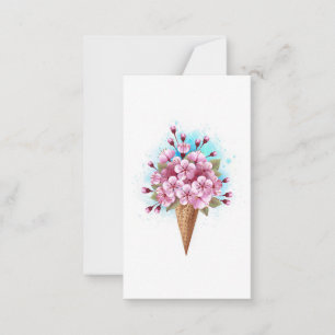 Pink Sakura Ice Cream Waffle Cone Card