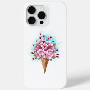 Pink Sakura Ice Cream Waffle Cone iPhone 15 Pro Max Case