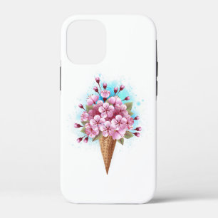 Pink Sakura Ice Cream Waffle Cone iPhone 12 Mini Case