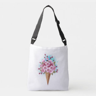 Pink Sakura Ice Cream Waffle Cone Crossbody Bag