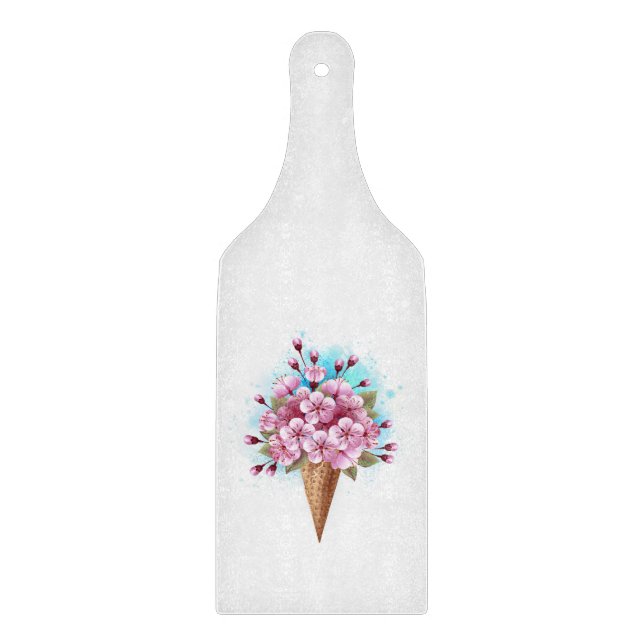 Pink Sakura Ice Cream Waffle Cone Cutting Board (Front)