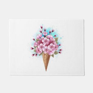 Pink Sakura Ice Cream Waffle Cone Doormat