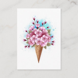 Pink Sakura Ice Cream Waffle Cone Enclosure Card