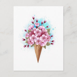 Pink Sakura Ice Cream Waffle Cone Enclosure Card