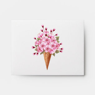Pink Sakura Ice Cream Waffle Cone Envelope