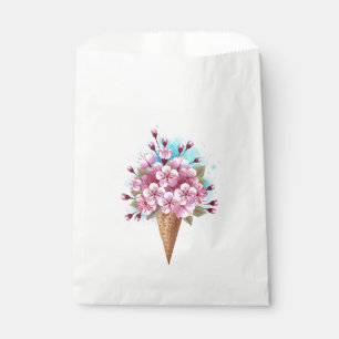 Pink Sakura Ice Cream Waffle Cone Favour Bags