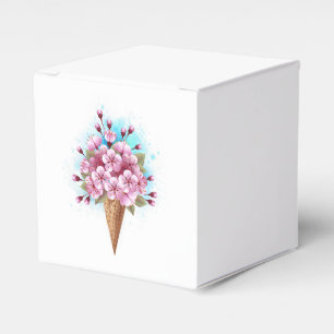 Pink Sakura Ice Cream Waffle Cone Favour Box