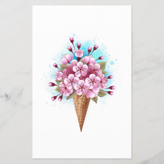 Pink Sakura Ice Cream Waffle Cone Flyer (Front)