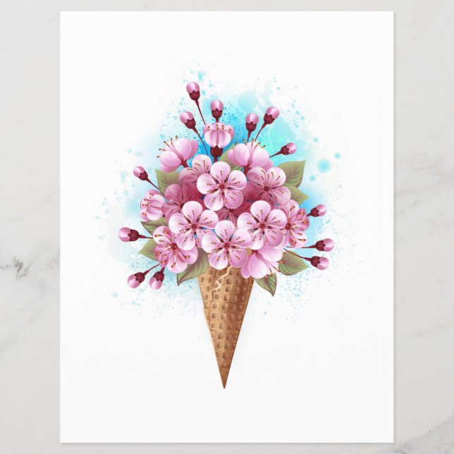 Pink Sakura Ice Cream Waffle Cone Flyer (Front)