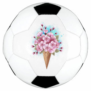 Pink Sakura Ice Cream Waffle Cone Football