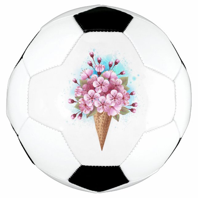 Pink Sakura Ice Cream Waffle Cone Football (Front)