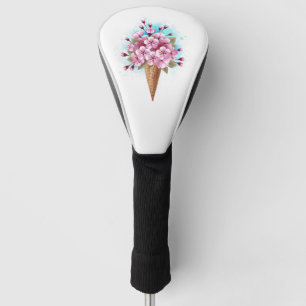 Pink Sakura Ice Cream Waffle Cone Golf Head Cover
