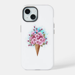 Pink Sakura Ice Cream Waffle Cone iPhone 15 Case