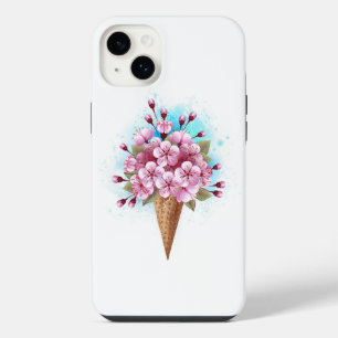 Pink Sakura Ice Cream Waffle Cone iPhone 14 Plus Case
