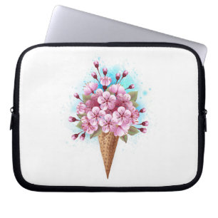 Pink Sakura Ice Cream Waffle Cone Laptop Sleeve