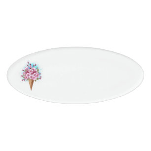 Pink Sakura Ice Cream Waffle Cone Name Tag