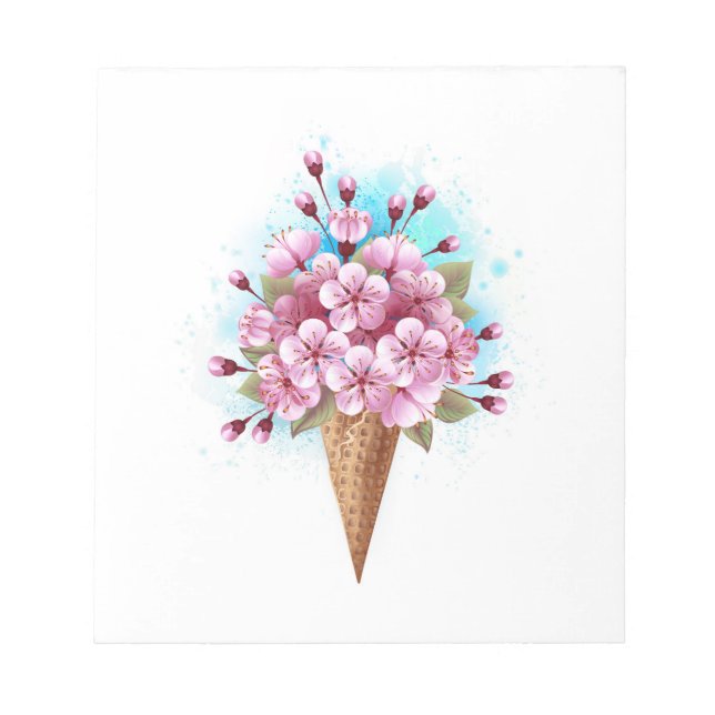 Pink Sakura Ice Cream Waffle Cone Notepad (Front)