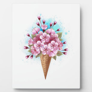 Pink Sakura Ice Cream Waffle Cone Plaque