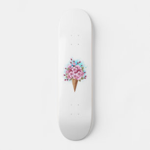 Pink Sakura Ice Cream Waffle Cone Skateboard