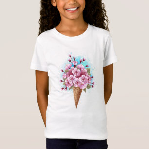 Pink Sakura Ice Cream Waffle Cone T-Shirt