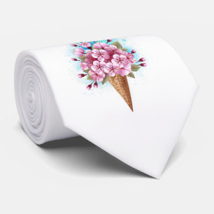 Pink Sakura Ice Cream Waffle Cone Tie