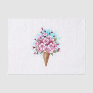Pink Sakura Ice Cream Waffle Cone Tissue Paper