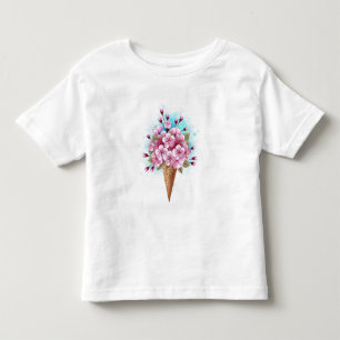 Pink Sakura Ice Cream Waffle Cone Toddler T-Shirt