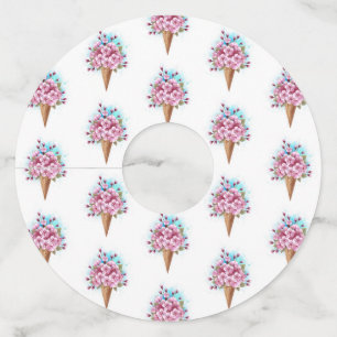 Pink Sakura Ice Cream Waffle Cone Wine Glass Tag