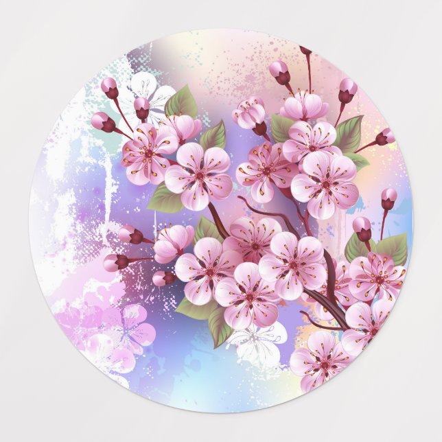 Pink Sakura on Painting Background (Design 1)