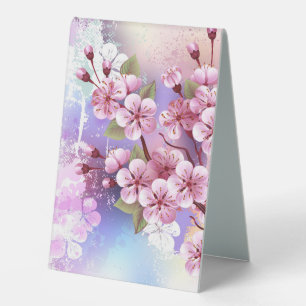 Pink Sakura on Painting Background