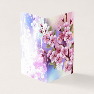 Pink Sakura on Painting Background